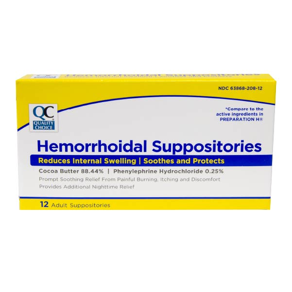 Hemorrhoidal Suppositories, 12 ct, QC90549