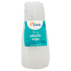 LifeGoods Translucent Plastic Cups 16 oz, 18 ct, QC60013