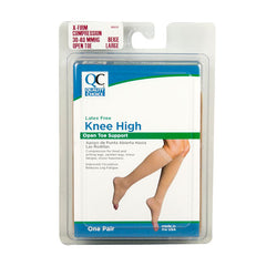 Stocking Knee High Open Toe 30-40mmHg Beige Large, 1 pr, QC96655
