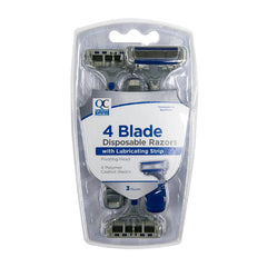 Four-Blade Men's Disposable Razors, 3 ct, QC96508