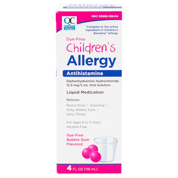 Children's Allergy Liquid Dye-Free, Bubble Gum Flavor, 4 oz, QC95290