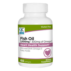 Fish Oil 1000 mg plus Omega-3 300 mg Softgels, 60 ct, QC95118