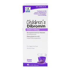 Children's Cold & Allergy Elixir Liquid, Grape Flavor, 4 oz, QC99410