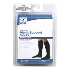 Socks Knee High Men's 20-30mmHg Brown Large, 1 pr, QC96649