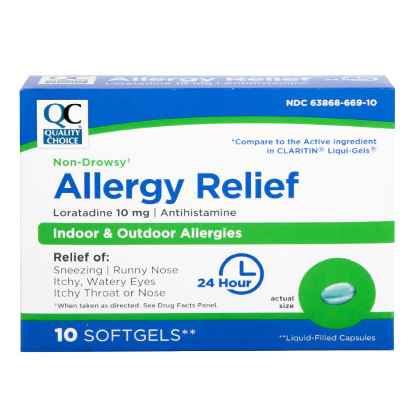 Allergy Relief Loratadine 10 mg Softgels, 10 ct, QC99689