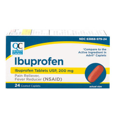Ibuprofen 200 mg Brown Caplets, 24 ct, QC98074