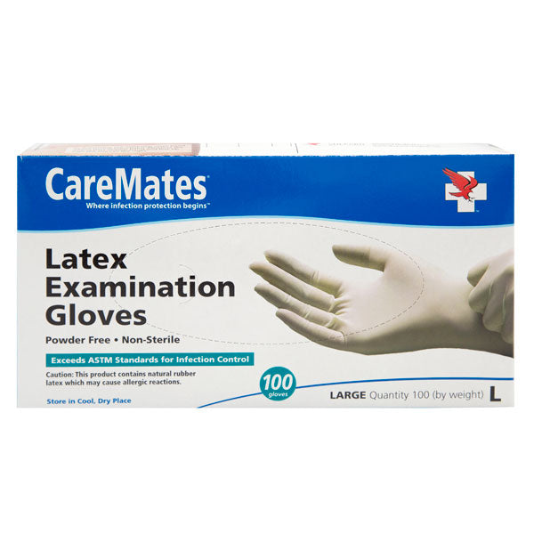 Gloves - CareMates Latex Gloves Large, 100 ct, QC40009