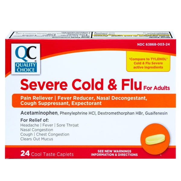 Non-Aspirin Severe Cold & Flu Caplets, 24 ct, QC96911