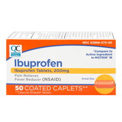 Ibuprofen 200 mg Orange Caplets, 50 ct, QC98527