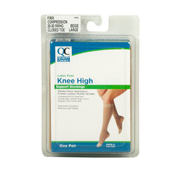 Stocking Knee High Closed Toe 20-30mmHg Beige Large, 1 pr, QC96652
