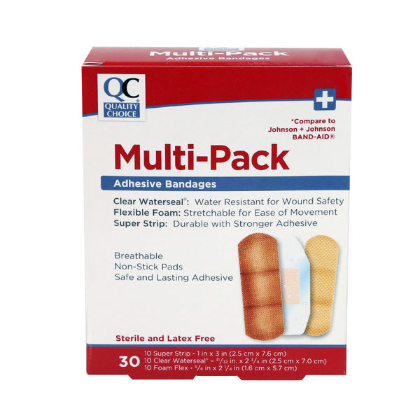 Adhesive Bandages Multi-Pack Asst, 30 ct, QC98627