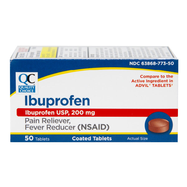 Ibuprofen 200 mg Brown Tablets, 50 ct, QC90893
