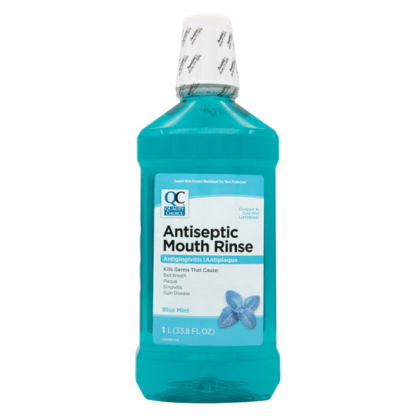 Antiseptic Mouth Rinse, Blue Mint Flavor, 33.8 oz, QC99442