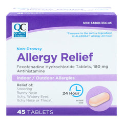 Allergy Relief Fexofenadine HCl 180 mg Tablets, 45 ct, QC99688
