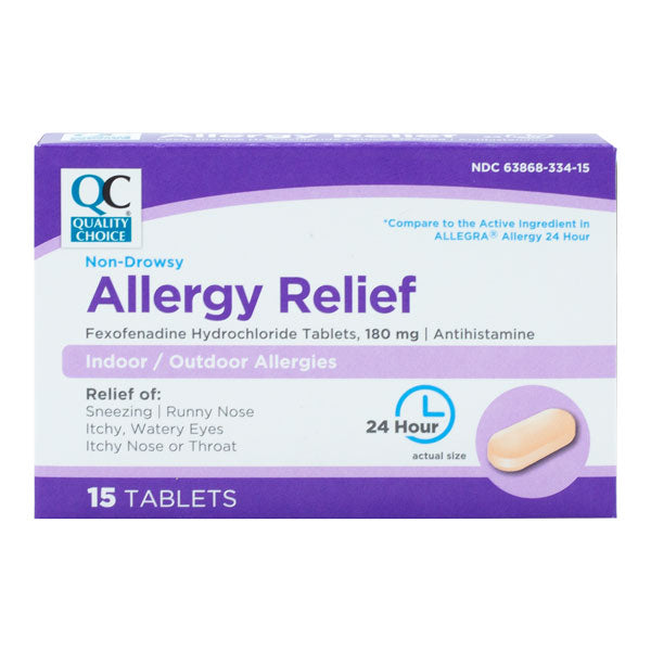 Allergy Relief Fexofenadine HCl 180 mg Tablets, 15 ct, QC99686