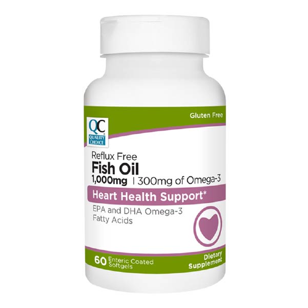 Fish Oil 1000 mg plus 300 mg Omega-3 EC Softgels, 60 ct, QC98658