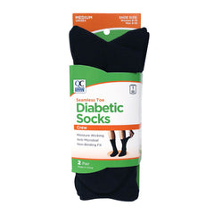 Diabetic Black Crew Socks, Medium, 2 pr, QC99104