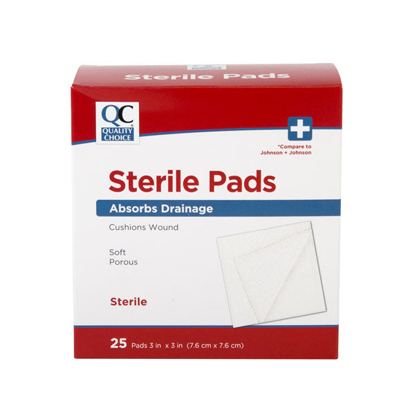 Sterile Pads 3" X 3", 25 ct, QC90010