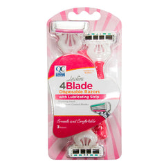 Four-Blade Women's Disposable Razors, 3 ct, QC96507