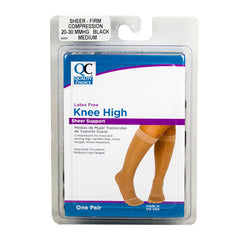 Stocking Knee High 20-30mmHg Black Medium, 1 pr, QC96662