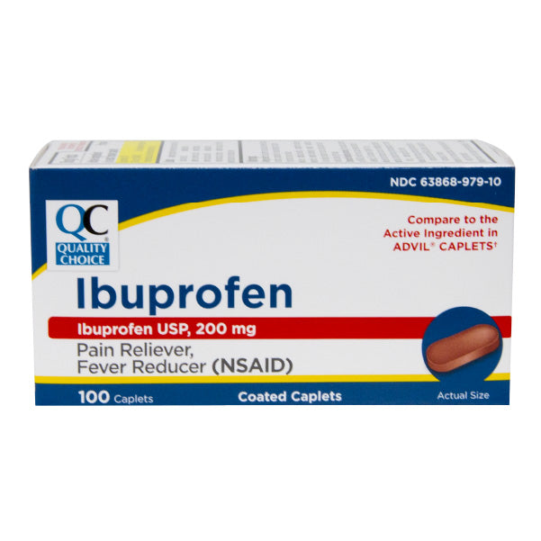 Ibuprofen 200 mg Brown Caplets, 100 ct, QC98076