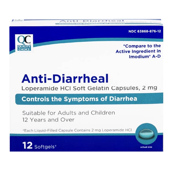 Loperamide 2 mg Anti-Diarrheal Softgels, 12 ct, QC99718