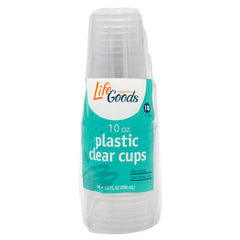 LifeGoods Clear Plastic Cups 10 oz, 18 ct, QC60010