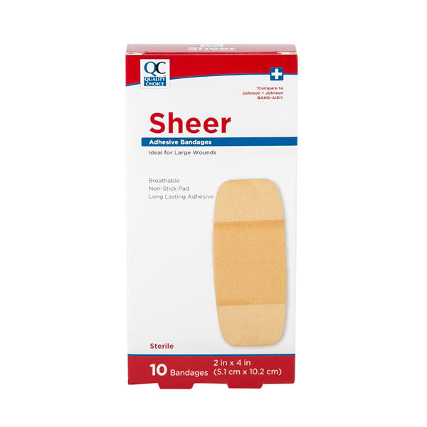 Adhesive Bandages Sheer 2" X 4", 10 ct, QC90817