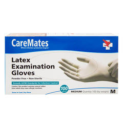 Gloves - CareMates Latex Gloves Medium, 100 ct, QC40008