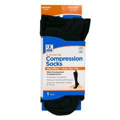 Microfiber Compression Black Socks, Medium, 1 pr, QC99370
