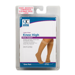 Stocking Knee High 15-20mmHg Beige Large, 1 pr, QC96632