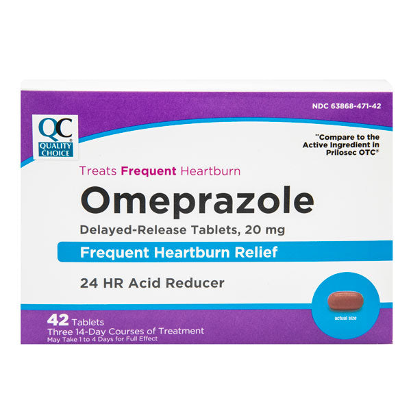 Omeprazole 20 mg Acid Reducer Tablets, 42 ct, QC99780
