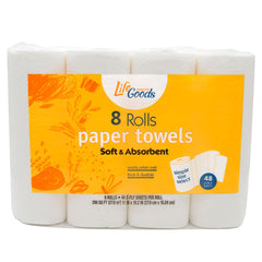 LifeGoods Paper Towel S-A-S, 48 Sheets, 8 ct, QC60026