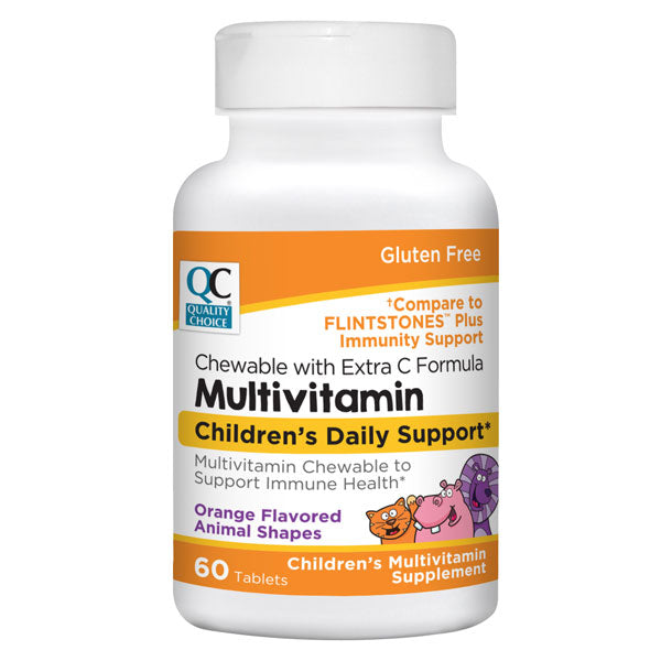 Children's Multivitamin with Extra C Chewables, Orange Flavor, 60 ct, QC90321