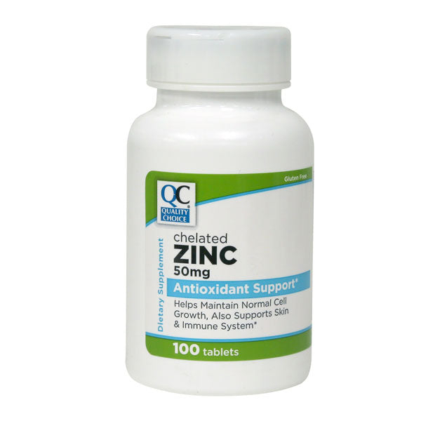 Zinc 50 mg Chelated Tablets, 100 ct, QC98585