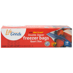 LifeGoods Reclosable Quart Freezer Bags, 19 ct, QC60041