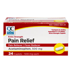 Acetaminophen Extra-Strength 500 mg Caplets, 24 ct, QC90542