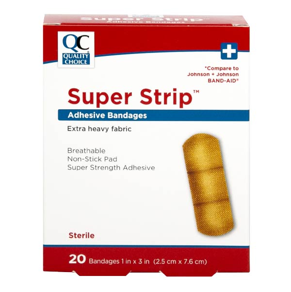 Adhesive Bandages Super Strip 1" X 3", 20 ct, QC95395
