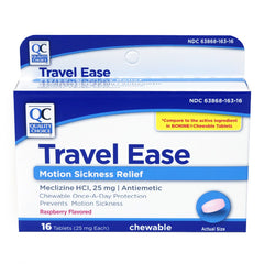 Travel Ease Chewable Tablets, Raspberry Flavor 16 ct, QC96707
