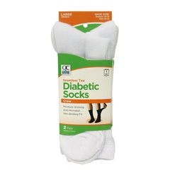 Diabetic White Crew Socks, Large, 2 pr, QC99099