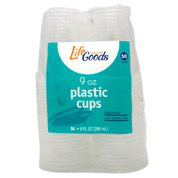 LifeGoods Translucent Plastic Cups 9 oz, 50 ct, QC60014