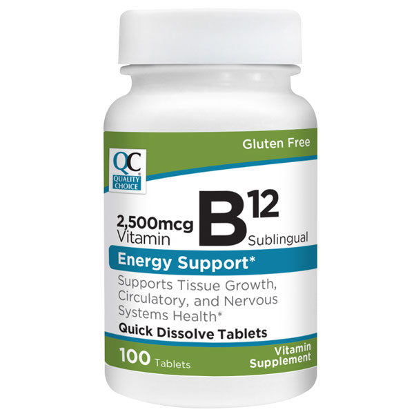 Vitamin B12 2500 mcg Sublingual Tablets, 100 ct, QC99863