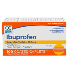 Ibuprofen 200 mg Orange Caplets, 100 ct, QC96749
