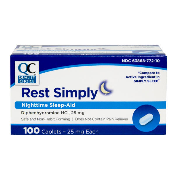 Rest Simply Nighttime Sleep-Aid Caplets, 100 ct, QC95997