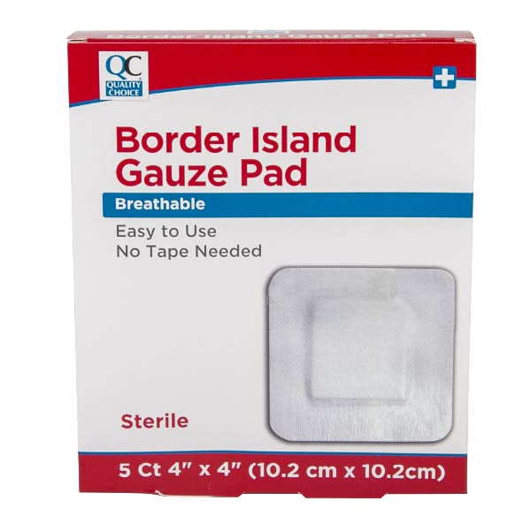 Border Island Gauze Pad 4" X 4", 5 ct, QC95292