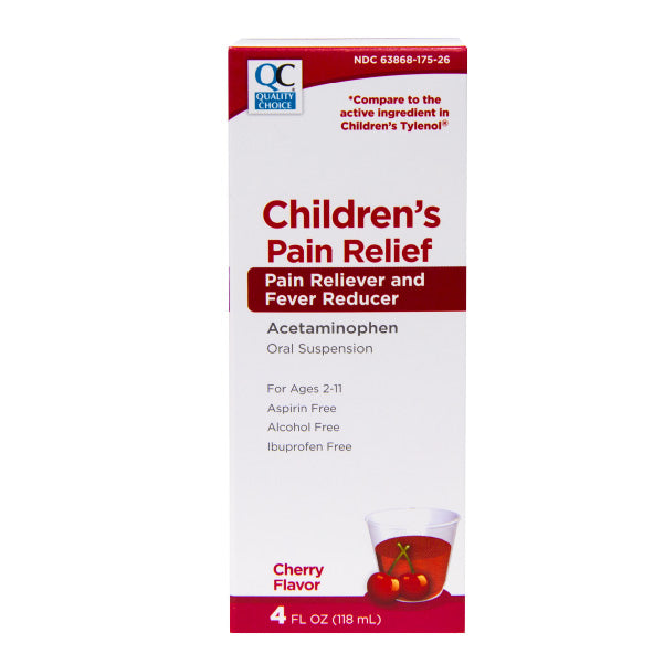 Acetaminophen Children's Oral Suspension, Cherry Flavor, 4 oz, QC98529