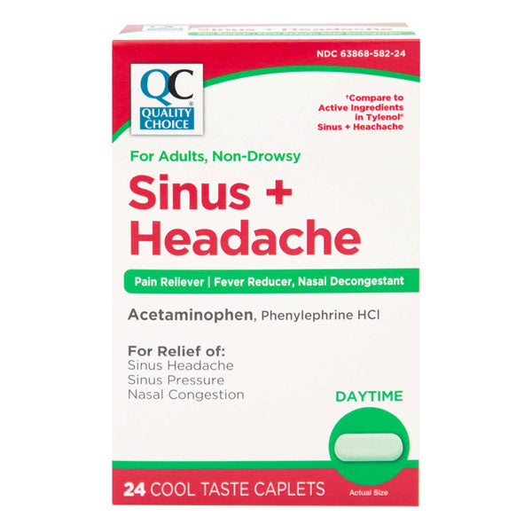 Daytime Sinus Congestion & Pain Cool Taste Caplets, 24 ct, QC95615