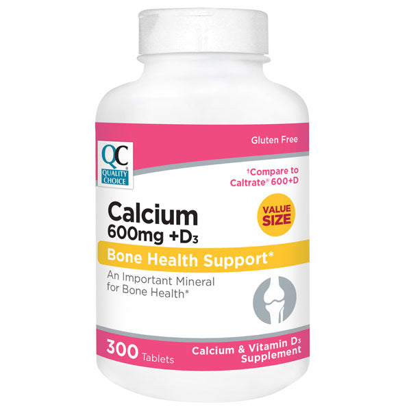Calcium 600 mg plus D3 Tablets, 300 ct, QC94629
