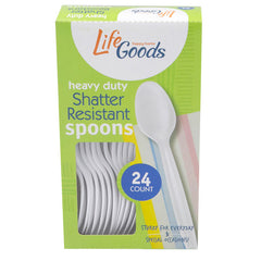 LifeGoods Heavy Duty Plastic Spoons, 24 ct, QC60001