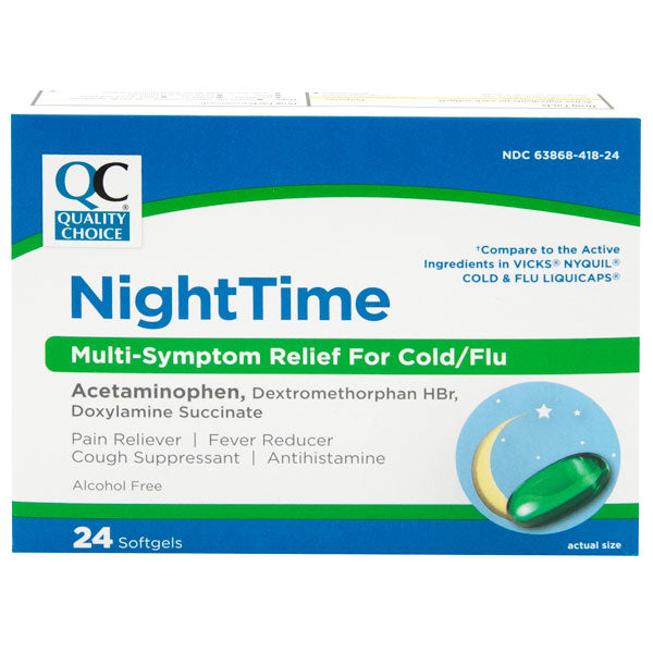 Nighttime Cold & Flu Multi-Symptom Softgels, 24 ct, QC99680